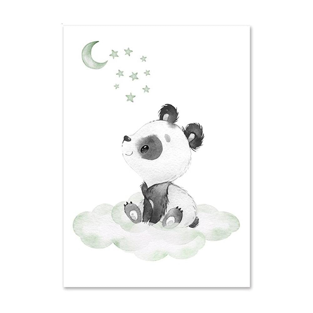 Plakat dla dziecka panda artystyczne wydruki księżyc gwiazdy ściana płótno obraz przedszkole plakaty kreskówki nadruk skandynawskie obrazy ścienne dekoracja pokoju dziecięcego 50 cm x 60 cm x 3 panele