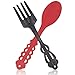 Jetec 2 Pieces Large Fork and Spoon Wall Decor Wooden Spoon Shaped Wall Sign Fork Shaped Hanging Sign Farmhouse Kitchen Wall Decors for Home Kitchen Dining Living Room Decor (Red, Heather Gray)