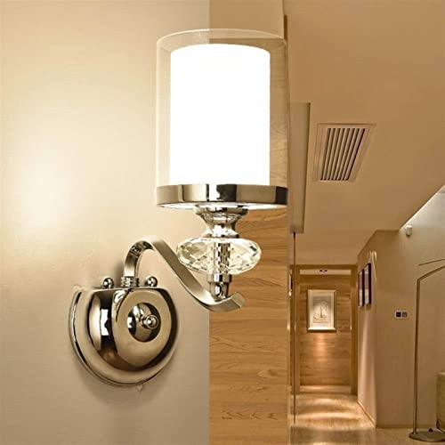 Armoire européenne . de chevet Lampe de chevet Feuille de nuit Couloir industriel Lecture Scoop Lampe murale Simplicité Moderne Chrome Wall Sconce avec clair de verre clair Lanterne E14 Edison ,Lampes