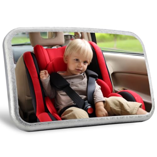 Image of SHEJISI Baby Car Mirror, Non-Glass Shatterproof, Crash Tested Ultra Safe Baby Mirror for Car Seat Rear Facing,HD Large Screen Baby Mirror, Wide Field of View,360°Adjustable Angle Baby Car Seat Mirror