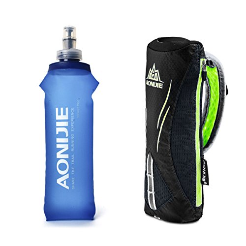 Geila Handheld Water Bottle for Running, 17 oz Grip Handheld Bottle with H
