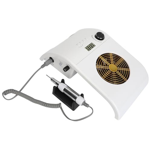 3 in 1 Nail Dust Collector with LED Light Adjustable Suction Dust Extractor Electric Nail Drill Machine 35000 RPM Grinding Pen for Acrylic Nails (US Plug)