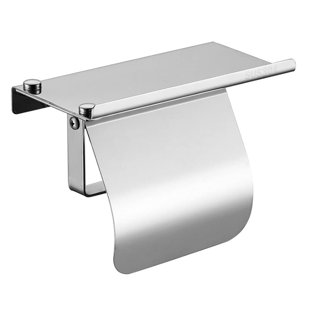 Toilet Paper Roll Dispenser Stainless Steel Toilet Paper Holder With Shelf, Rolled Wall Mounted Tissue For Bathroom Bathroom Kitchen