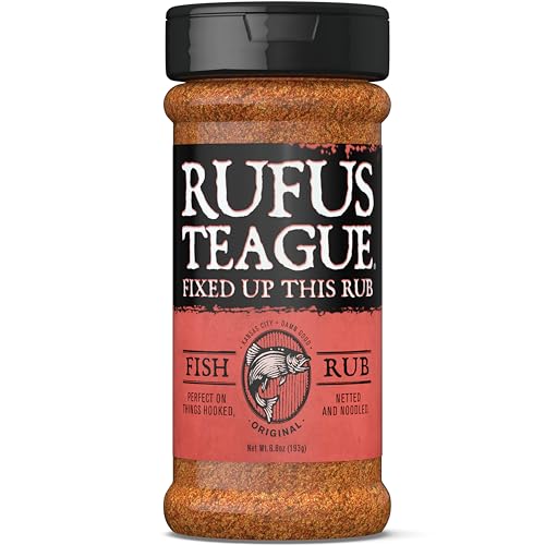 Rufus Teague Fish Rub, Premium Barbecue Seasoning & Dry Rub for Smoking and Grilling, Award-Winning Flavor for Fish, Seafood & More, Gluten-Free, 6.8 oz