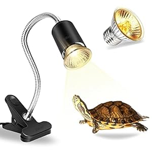 BURAQ Pets E27 Base Reptile Heat Lamp, 75W UVA | UVB Turtle Basking Light with Holder & 1 Bulb Full Spectrum Sun Lamp, Terrarium Light UV Light for Amphibious, Aquarium Tank, Reptiles| Halogen