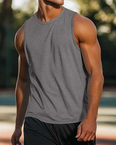 Ficerd 3 Pack Men's Big Tall Tank Tops, Cotton Moisture Wicking Muscle Shirts Sleeveless Solid Color Basic Tee Shirts3