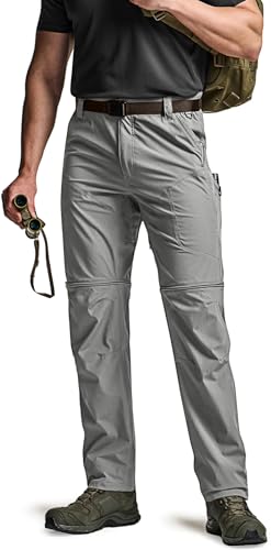 Image of CQR Men's Convertible Cargo Tactical Pants, Water Resistant Outdoor Hiking Pants, Zip Off Lightweight Stretch Work Pants