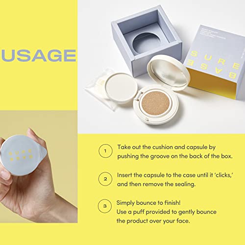 Surebase Glad Glow Cushion Foundation N1 Sincere Sara - Dewy Glow Cushion Foundation Compact – Moisturizing Finish – Silicone Free - 24 Hour Full Coverage – Noncomedogenic, Vegan, Cruelty-Free - 0.44 Fl.oz. #TOP5