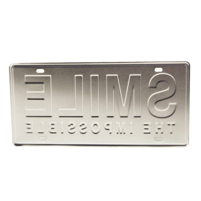 Image of Multipurpose Metal Tin Sign License Plate Vanity Gift Smile-The-Impossible Decorative Car Tag, Truck Front Plate or Graphics Wall Art Design Number Plaque for Cafe, Living Room