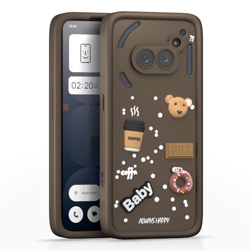Image of Outlouders Back Cover for Nothing Phone 2A / Nothing Phone 2A Plus | 3D Cartoon Bear Cute Fun Silicone Full Body Protection Bumper Case (Brown)