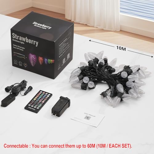 Image of Gemce Smart C9 Christmas Outdoor Lights, 33FT 50 LEDs RGB String Lights, APP /Remote Control, DIY Modes & Music Sync, Color Changing Holiday Lights for Xmas Tree, House, Party Decoration