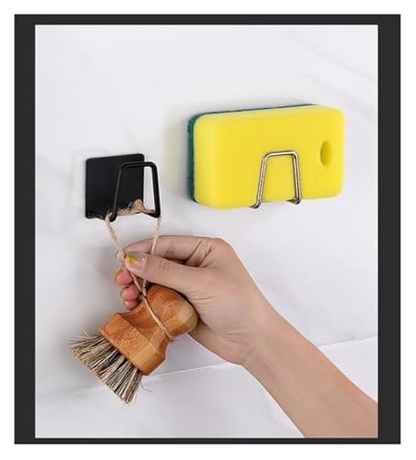 Stainless Steel Sponge Holder Set of 2 with Adhesive Backing Space Saving Drainer Rack Multipurpose Kitchen Sink Organizer for Utensils Plates Dishwashing(A)