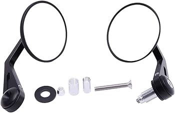 Amazon | バイクミラーバーエンドミラーマットブラック7/8インチ22mm