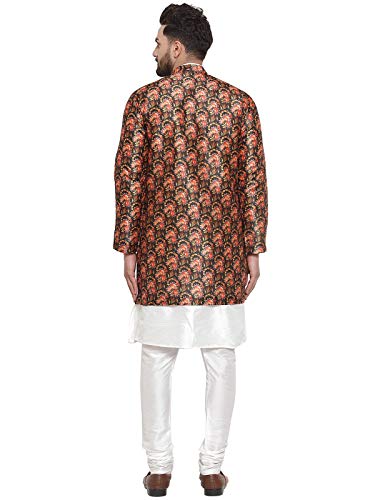 Image of ABH LIFESTYLE Men's Dupion Silk Kurta Pyjama & Ethnic Jacket Set