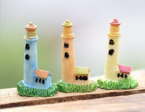 URToys 12Pcs Mini Resin Micro Landscape Decoration Mediterranean Wind Lighthouse Aquarium Handmade Ornaments Fairy Farden Moss Terrarium Decor Crafts Home Decor