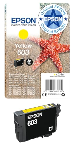 Epson Original 603 Tinte Seestern, Singlepack gelb Standard, WF-2820DWF WF-2830DWF WF-2840DWF WF-2850DWF XP-2100 XP-2150 XP-3100 XP-3150 XP-4100 XP-4150, ReadyPrint Flex-Tintentarife