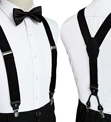Jemygins Black Suspender And Silk Bow Tie Sets For Men (Black) #TOP1