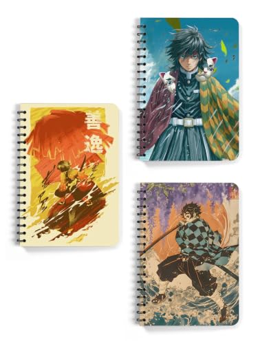 Image of ComicSense.xyz Anime Sketchbook Thunder Breathing, Nichirin Warrior, Dead Calm Printed A5 Spiral Drawing Sketch Book Unruled for Kids Students Gift (Pack of 3)
