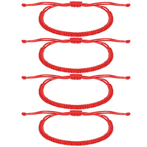 Red String Bracelet, 4Pcs Kabbalah Red Bracelets for Women Men, Waterproof Nylon Adjustable Protection Bracelet for Gifts Good Luck Charm Energy