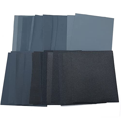 Lotfancy Sandpaper 80 To 3000 Grit, 30Pcs, 9 X 11" Dry Wet Sand Paper Assortment, Silicon Carbide Sanding Sheet, For Metal Sanding, Automotive Polishing, Wood Furniture, Wood Turing Finishing #TOP7