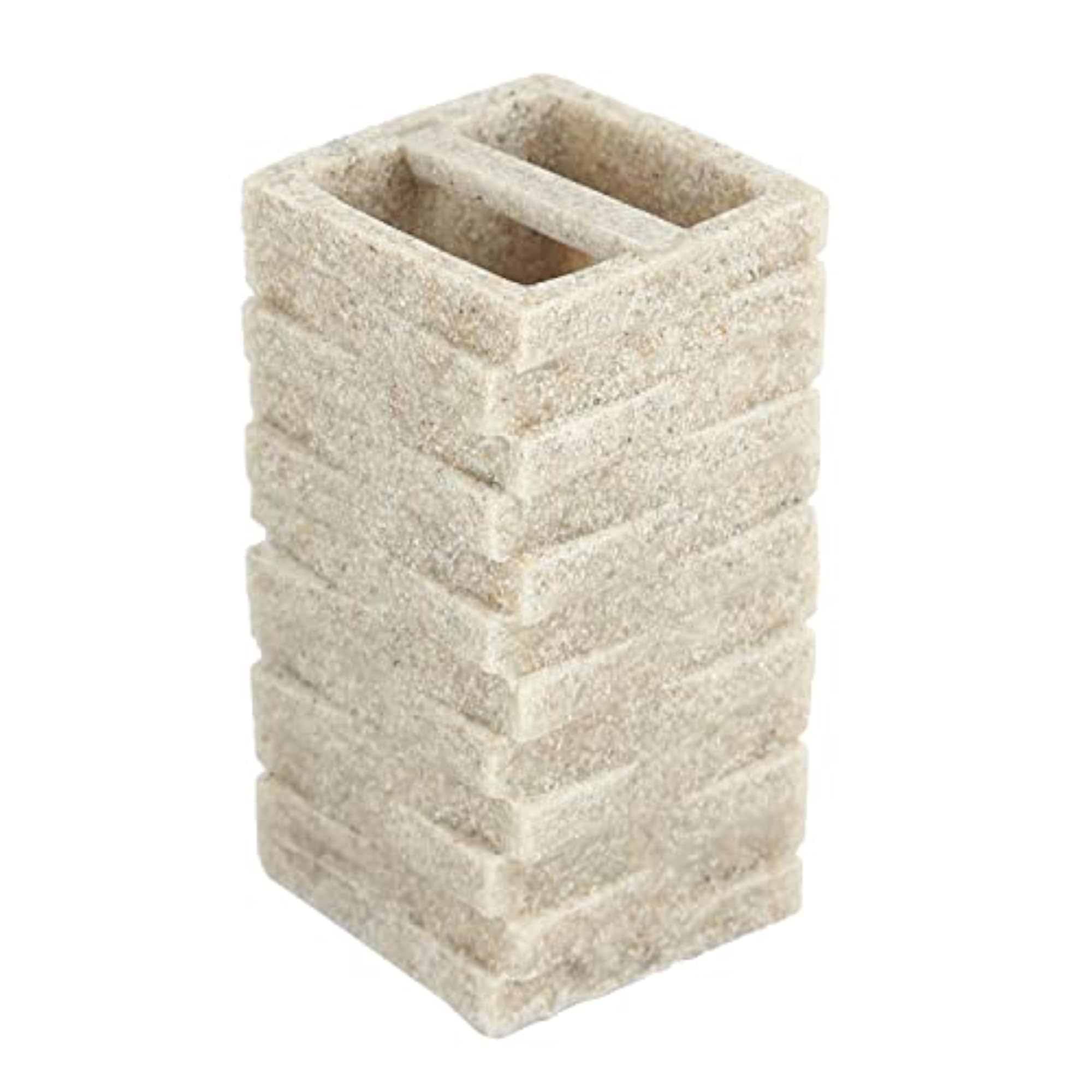 Sand Soap Dispenser Set with Toothbrush Holder