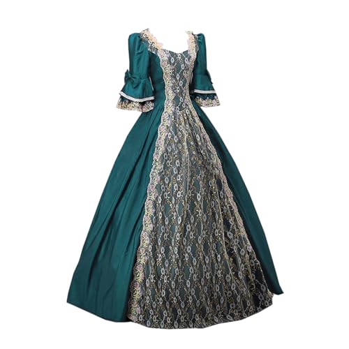 Amazon.com: Women's Renaissance Dress Vintage Square Neck Short Sleeve  Victorian Dress Lace Ruffle Medieval Ball Gowns Costumes : Clothing, Shoes  & Jewelry