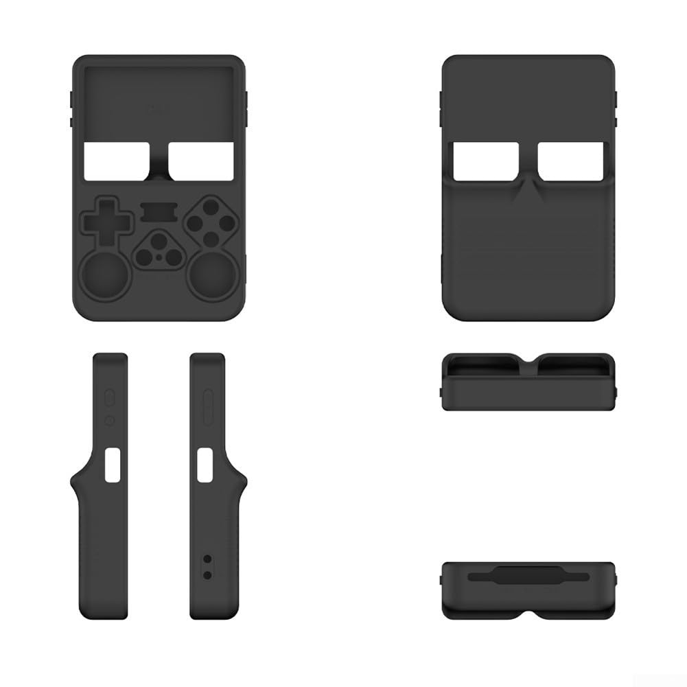 R36S Funda de silicona para consola de juegos portátil retro - Agarre antideslizante y protección a prueba de golpes - Negro (C44 en negro)