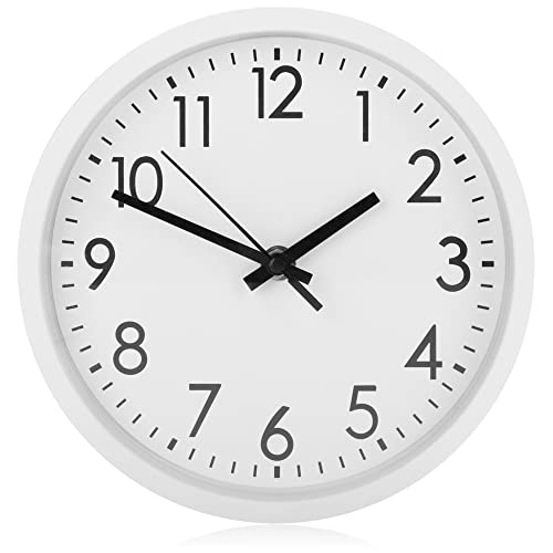 com-four® Reloj de Pared Analógico con Esfera Grande - Hermoso Reloj para Cocina, Sala de Estar, Dormitorio y Oficina - Ø 20 cm (1 Pieza - Blanco)