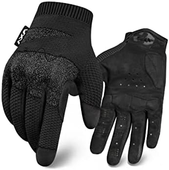 VXW Motorcycle Gloves for Men Women Breathable Stretchy Full Finger Touch Screen Dirt Bike Gloves Road Racing for BMX MTB Off-Road Riding (Black, X-Large)
