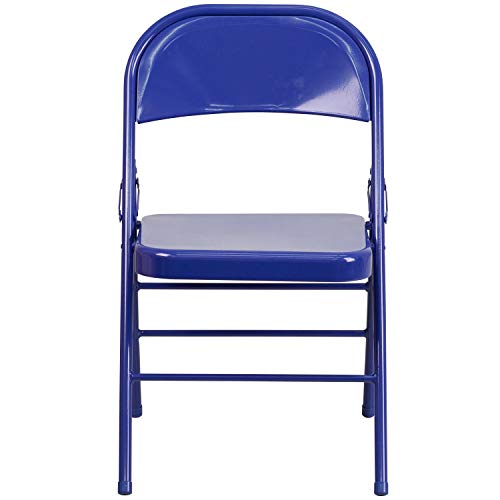 Flash Furniture 4 Pack HERCULES COLORBURST Series Cobalt Blue Triple Braced & Double Hinged Metal Folding Chair - Image 6