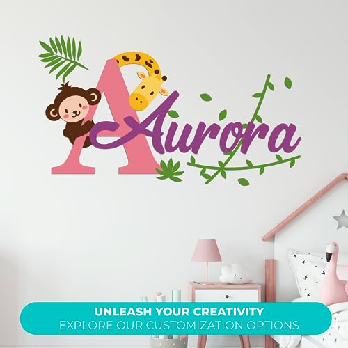 Vinilo Decorativo Personalizado Mono y Jirafa 81x46 cm miniatura 2