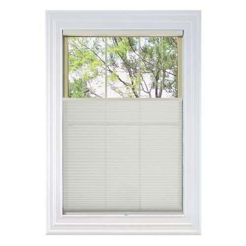 BlindsAvenue Cordless Top Down Bottom Up Cellular Honeycomb Shade, 9/16" Single Cell, Light Filtering, White Dove, Size: 37" W x 72" H