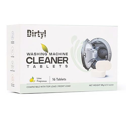 Dirtyl Washing Machine Cleaning Tablets, 32 Count, Lemon Scent – Deep Clean Descaler for Front & Top Load Washers, Removes Odor, Dirt & Limescale From Drum & Rubber Tub Sealing, Pet & Septic Safe