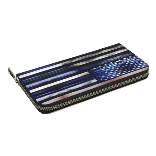 American Thin Blue Line Flag Print Casual Clutch Purse Hand Wallet for Women Capacity Wallet Stylish Travel-Friendly2