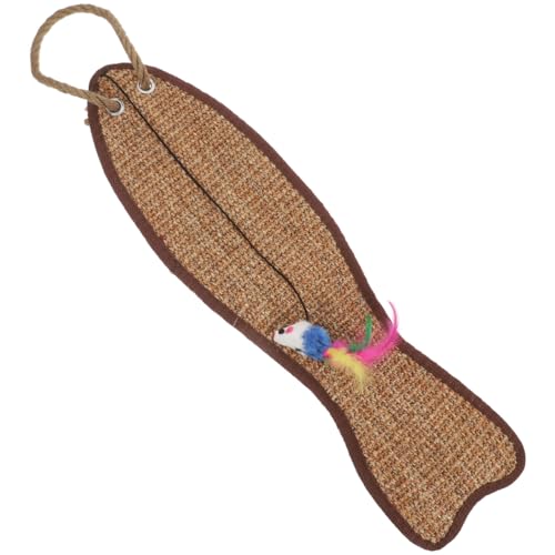 Garneck Hanging Cat Scratcher for Door Knobs - Fish Shaped Sisal Cat Scratch Pad - Ideal for Indoor Pet Promotes Healthy Clawing and Play 20.83X5.23 inch Random Colors