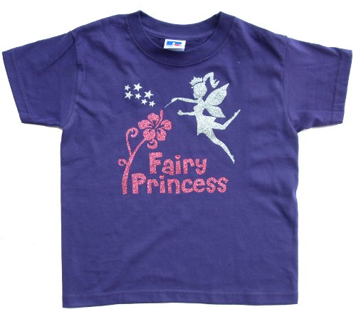 Camiseta de Fairy Princess, con brillantes, con purpurina plateada y estampado de purpurina...
