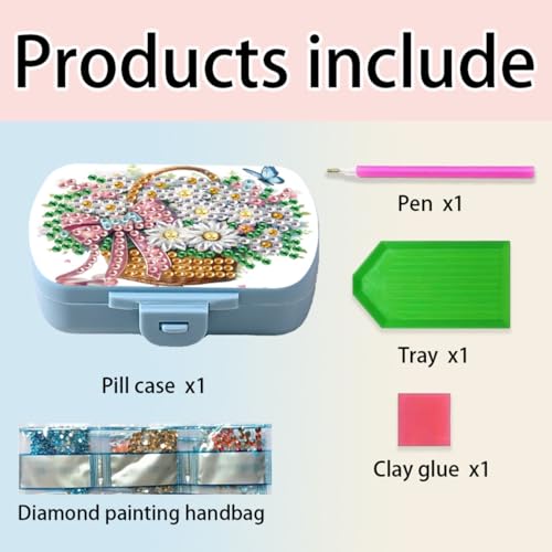 Image of ARTopet Diamond Art Painting Mini Storage Box with 6-Grid Creative Design Compact Portable Small Case for Purse Travel Daily-Flower Basket01