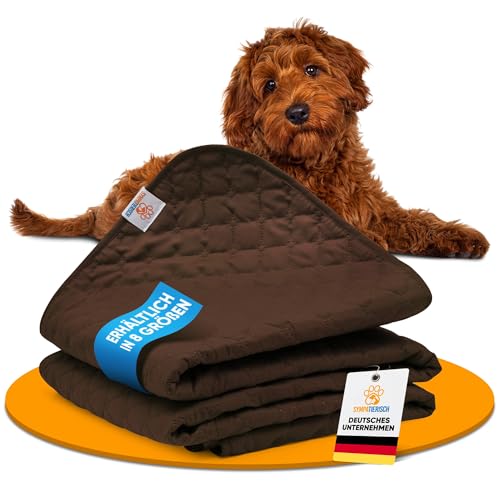 SympaTierisch wasserdichte Hundedecke - Robuste Hundematte als Schutz für Sofa & Bett - rutschfeste Hundedecke auch für große Hunde geeignet - in der Waschmaschine waschbar - 205 x 130 cm - braun