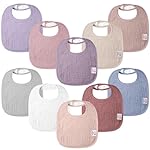 100% Cotton Muslin Baby Bibs 10-Pack Baby Drool Bibs for Unisex Baby Toddlers Infant Newborns Drooling and Teething