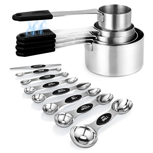 YC Kitchen Magnetic Measuring Cups and Spoons Stainless Steel Stackable