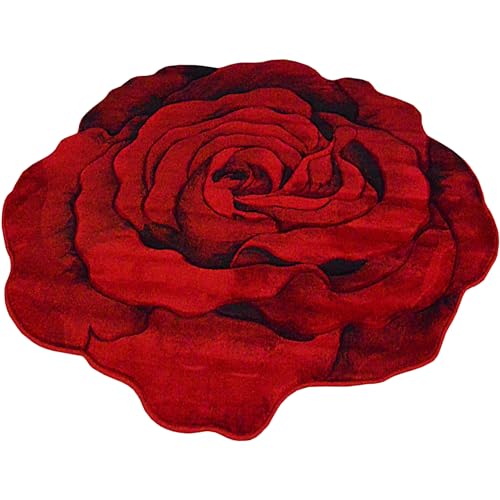 Tapete redondo en forma de flor 5ft color rojo miniatura 2