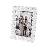 Marvala Clear Bubble Crystal Picture Frame 5''x 7'', Photo Frame with 24 Premium Balls Perfect for Office Home and Wedding Decor Tabletop Vertical Display, Includes Gift Box