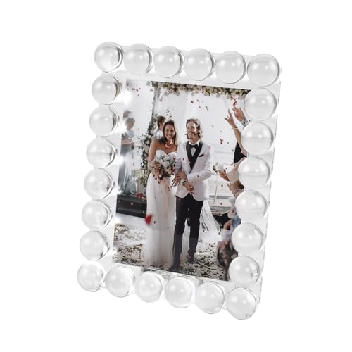 Marvala Clear Bubble Crystal Picture Frame 5''x 7'', Photo Frame with 24 Premium Balls Perfect for Office Home and Wedding Decor Tabletop Vertical Display, Includes Gift Box