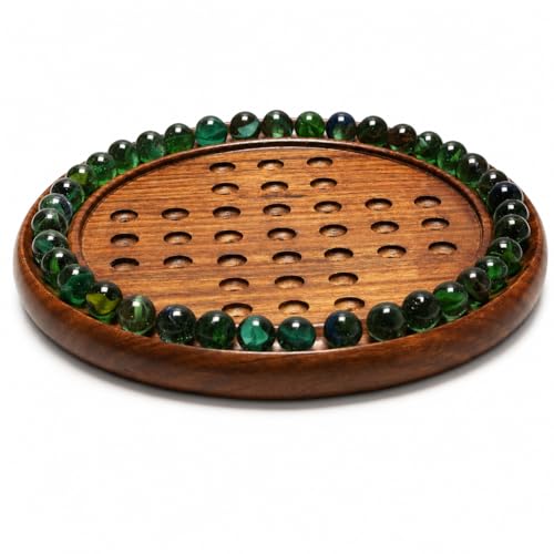 Brainvita Marble Solitaire tablero 10" de madera miniatura 1