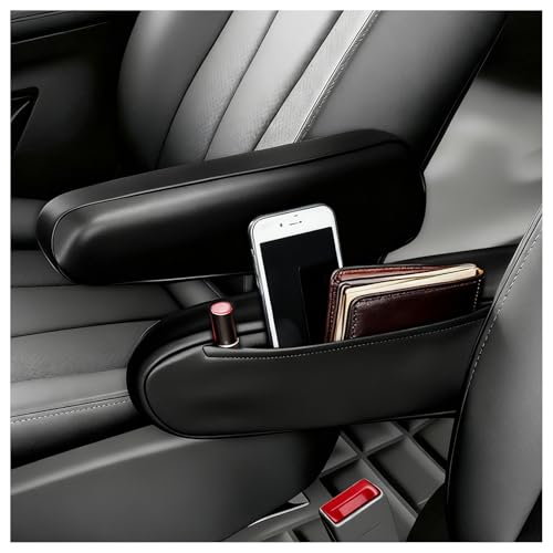 VKQTS 2PCS Leather Arm Rest Cover for Car,Upgraded Anti-Scuff Car Armrest Cover with Side Storage Pouch,Universal Cars Arm Rest Covers Pad Cars Interior Accessories for Trucks,SUVs