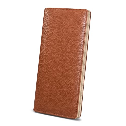 Image of Immaturus Caramel Womens Wallet RFID Blocking Slim Thin Credit Card Holder | Long Bifold, 11 Card Slots, Cash Purse, Zipper Coin Pocket, Travel Clutch Billfold, PU Leather, ID Window, Ladies Woman Gift