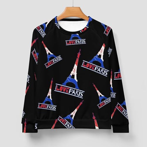 I Love Paris France Eiffel Tower Men's Crewneck Sweatshirt Pullover Long Sleeve Casual Tops3
