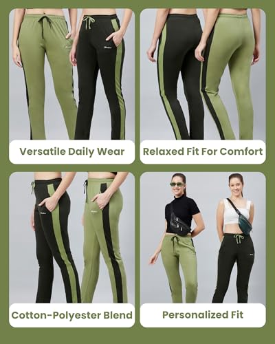 Image of BLINKIN Women's Relaxed Fit Mid Rise Cotton Pajamas Combo, Pack of 2-The Ultimate Track Pants : Ideal Lower for Night Wear & Comfort Wear
