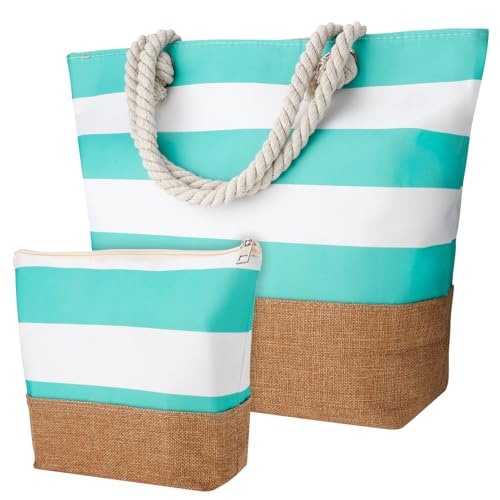 Sac de plage avec fermeture éclair étanche ViEinkaufen grand cabas en toile pour femme
