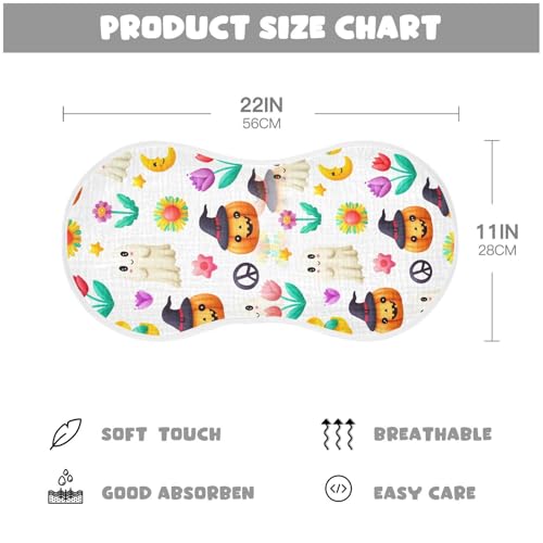 Muslin Burp Cloth for Baby 2PCS Halloween Floral Pumpkins Ghosts Super Absorbent Burping Cloths, Bibs for Newborn Boys Girls4